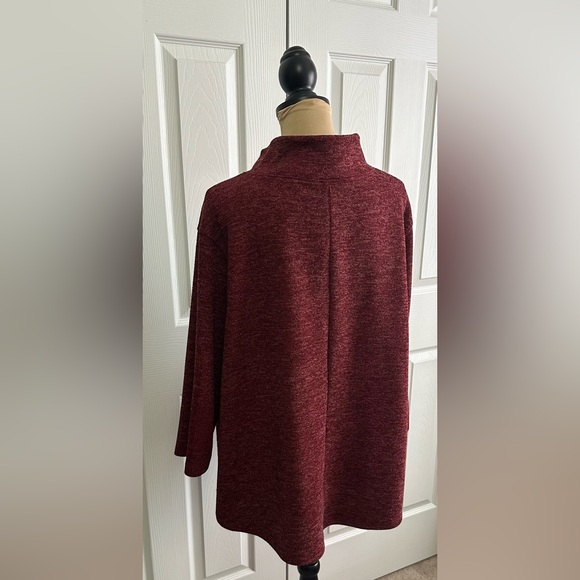 St. John's Bay Burgundy Knit Sweater with Buttons - Picture 4 of 6